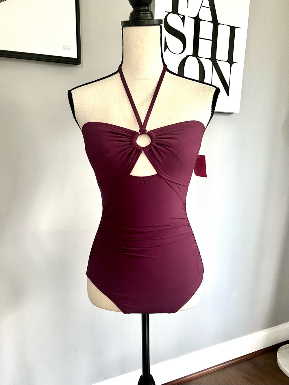 Kate Spade New York Bandeau Halter One-Piece Swimsuit - Picture 2 of 11